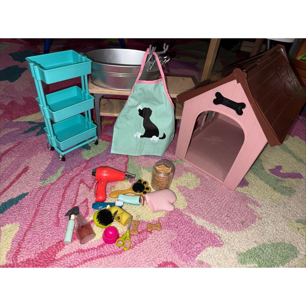 Our Generation Pet Grooming Set for 18" Dolls + Our generation dog house